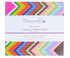 Värviline paber 30,5 x 30,5 cm, 120 g/m2,  2x24 värvi, 48 lehte pakis